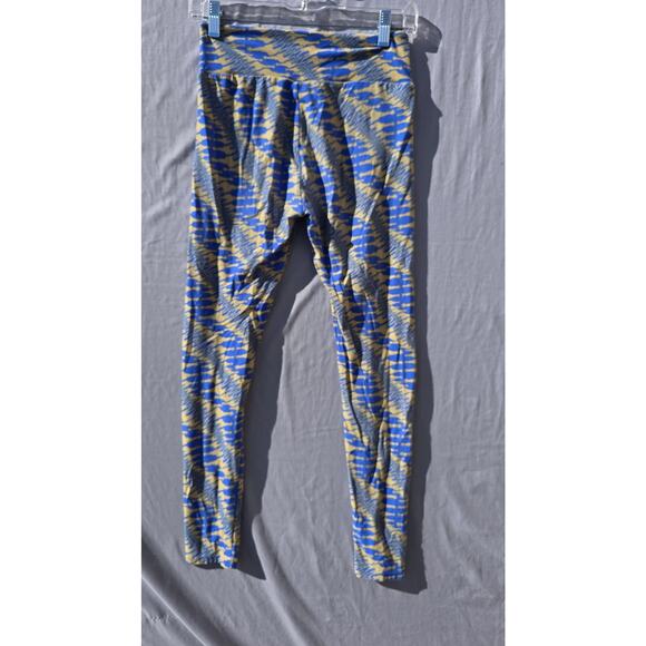 LuLaRoe Leggings Womens One Size Blue Tan Giraffes Print Soft Yoga Waist Stretch - Picture 5 of 7
